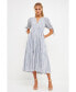Фото #4 товара Women's Gingham Tiered Dress with Bow-Tie Sleeves