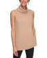 Women's Brushed Rib Sleeveless Turtleneck Tunic with Side Vents Top