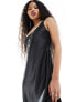 Фото #3 товара Miss Selfridge Petite satin scoop neck bias maxi dress in black