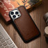 Фото #14 товара Чехол из натуральной кожи ICARER для iPhone 14 Pro Leather Oil Wax темно-коричневый