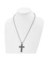 Antiqued and Polished Cross Pendant on a Ball Chain Necklace