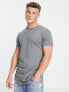Jack & Jones Essentials cotton longline curve hem t-shirt in grey
