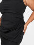 ASOS DESIGN Curve cowl neck corset midi pencil dress in black