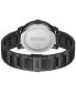 ფოტო #3 პროდუქტის Men's Contender Quartz Multifunction Ionic Plated Black Steel Watch 44mm