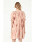 Women's Solid Tiered Dress With Ruffled Sleeves