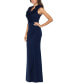 Women's Ruffled-V-Neck Sleeveless Ruched Gown