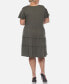 ფოტო #2 პროდუქტის Plus Size Short Sleeve V-neck Tiered Midi Dress