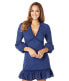 Фото #1 товара Платье ONE33 Social модель 297670 Eyelet V-Neck из хлопка, темно-синее, размер 12.