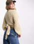 Miss Selfridge ballet wrap cable cardigan in camel