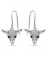 Cubic Zirconia Pave Steer Head Drop Earrings in Sterling Silver