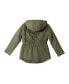 Big/Toddler Girls Army Green Fuzzy Sherpa Lined Twill Coat with Hood