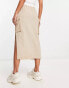 ASOS DESIGN cargo midi skirt in sand