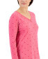 Фото #3 товара Women's Cotton Long-Sleeve Lace-Trim Sleepshirt, Created for Macy's