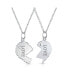 Best Friends 2 pcs Set BFF Split Heart Break Apart Puzzle Word Mother Daughter Pendant Necklace for Women Oxidized .925 Sterling Silver Customizable