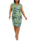 Фото #1 товара Plus Size V-Neck Side-Ruched Sleeveless Dress