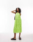 Фото #1 товара Topshop embroidered tie halter neck midi dress in lime