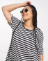 Noisy May Curve midi t-shirt dress in black and white stripe