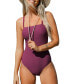 Фото #1 товара Women's Raspberry Coulis Square Neck Tummy Control One Piece Swimsuit