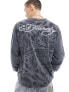 Ed Hardy long sleeve washed grey t-shirt with tiger head graphic