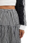 Bershka tiered maxi skirt in black & white gingham