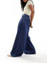 ASOS DESIGN super wide leg pleated jean in inky wash