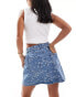 Vero Moda Petite denim a-line mini skirt in embroidered floral print