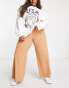 Yours Exclusive ribbed wide leg trouser in camel