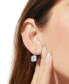 Silver-Tone Radiant-Cut Cubic Zirconia Charm J-Hoop Earrings, Created For Macy's
