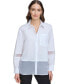 Фото #1 товара Women's Mixed Media Button-Front Shirt