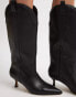 NA-KD knee high stilletto western boots in black