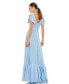 ფოტო #2 პროდუქტის Women's Ieena Flounce Short Sleeve Satin A Line Gown