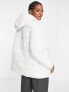 Фото #2 товара Selected Femme padded jacket with tie waist and hood in cream