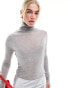 Фото #4 товара & Other Stories fine knit roll neck long sleeve jumper in grey