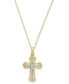 ფოტო #1 პროდუქტის Diamond Cross 18" Pendant Necklace (1/10 ct. t.w.) in 14k Gold & 14k White Gold