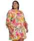 ფოტო #3 პროდუქტის Plus Size Printed V-Neck Bell-Sleeve Shift Dress