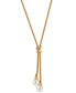 ფოტო #1 პროდუქტის Cultured Freshwater Pearl (8mm) & Cubic Zirconia Lariat Necklace in 14k Gold-Plated Sterling Silver, 17" + 1" extender