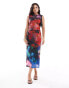 Фото #1 товара Forever New draped mesh midaxi dress in blurred floral