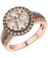 ფოტო #1 პროდუქტის Chocolate Diamond & Nude Diamond Halo Cluster Ring (1-5/8 ct. t.w.) in 14k Rose Gold
