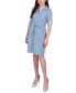 ფოტო #1 პროდუქტის Petite Short Sleeve Zip Front Dress