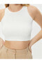 Топ Koton Basic Crop Ribbed Round Neck