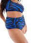 Фото #2 товара ASOS DESIGN Curve Gloria high waist bikini bottom in blue zebra