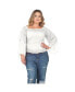 ფოტო #3 პროდუქტის Plus Size Tiered Sleeves Smocked Waist Blouse