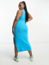 Фото #10 товара ASOS DESIGN Curve knitted racer midi dress in bright blue