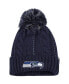 Фото #1 товара Women's College Navy Seattle Seahawks Bauble Cuffed Knit Hat With Pom