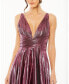 ფოტო #3 პროდუქტის Women's Sleeveless V Neck Pleated Top Metallic Dress