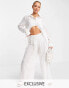 Esmee Exclusive sheer striped beach trousers in white