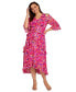 Фото #2 товара Платье макси рифленое Tahari Plus Size Printed Cold-Shoulder