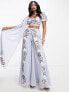 Фото #1 товара Maya contrast floral embellished sharara trouser in pale blue co-ord