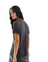 Фото #6 товара River Island v neck t-shirt in dark grey