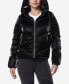 ფოტო #2 პროდუქტის Women's Luxe Sheen Puffer Hooded Jacket